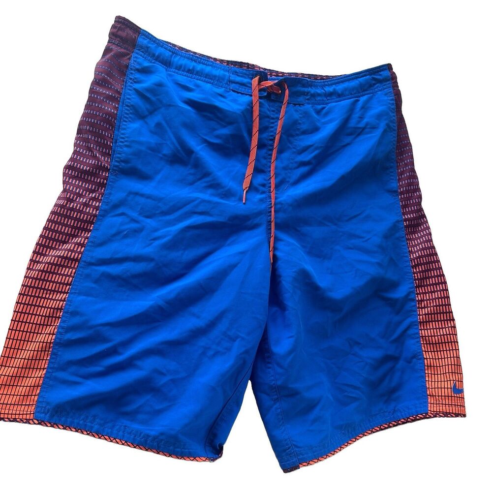 Nike Reversible Swim Trunks Board Shorts Blue Orange Men’s Medium